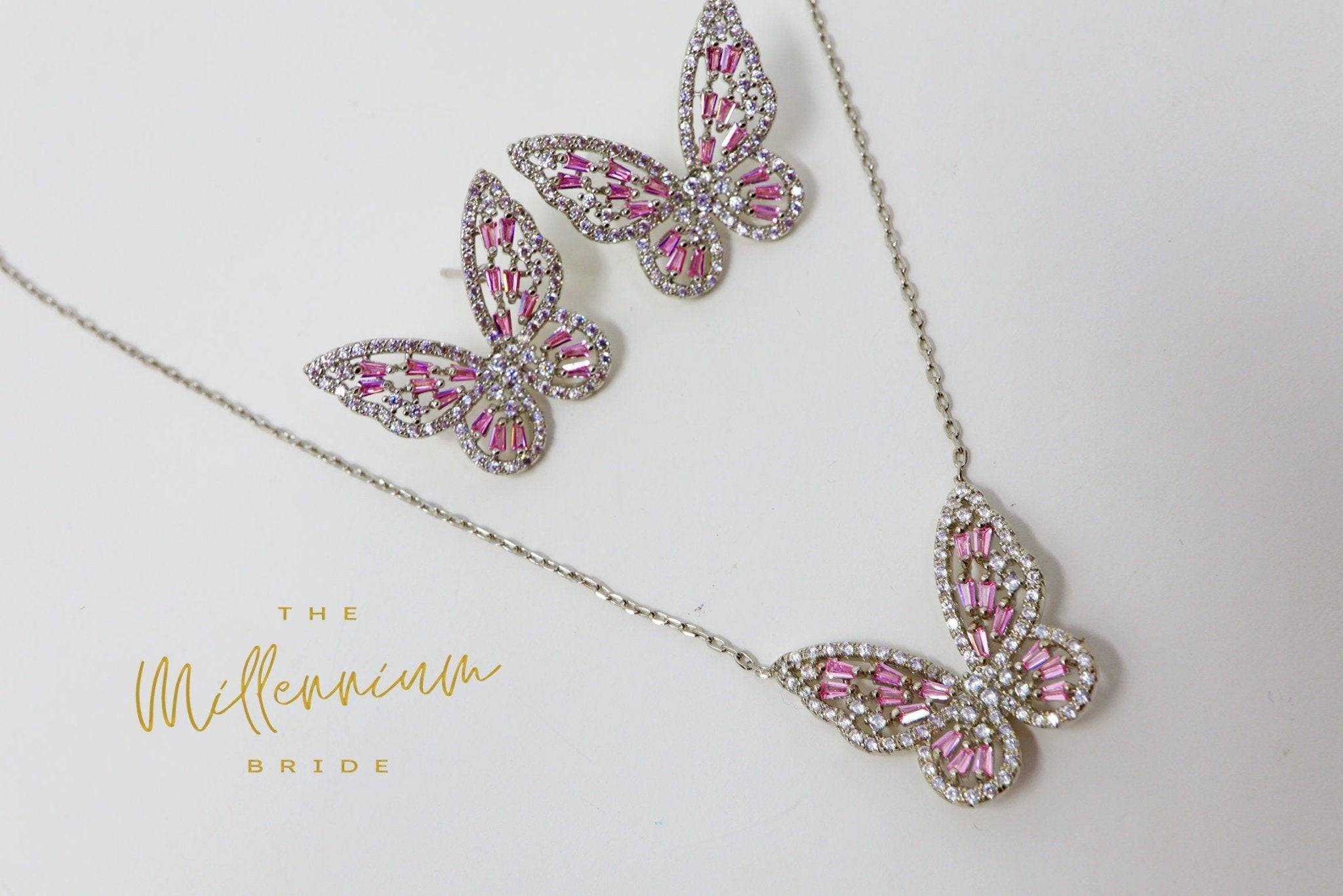 Butterfly Necklace made with Swarovski elements Gold Overlay -  maryswholesalejewelry.com